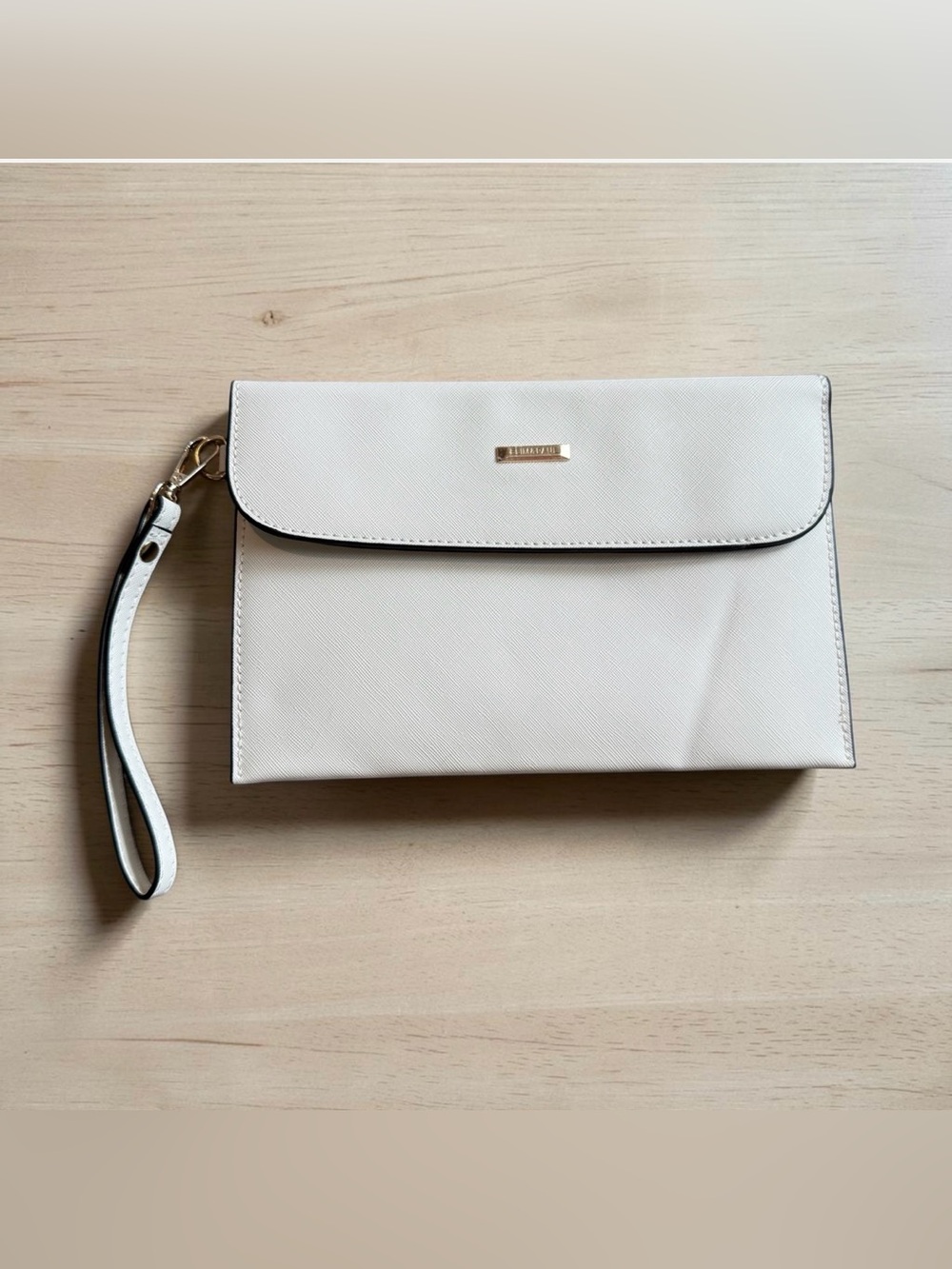 Elim & Paul Cream Envelope Wristlet Clutch